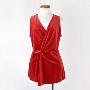 H by Halston Red Surplice Twist Top